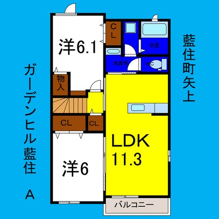 ガーデンヒル藍住Ａの物件間取画像